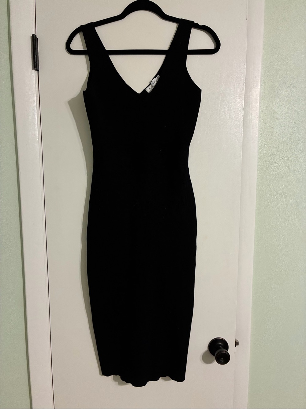 JustFab Black V-Neck Midi Bodycon Dress